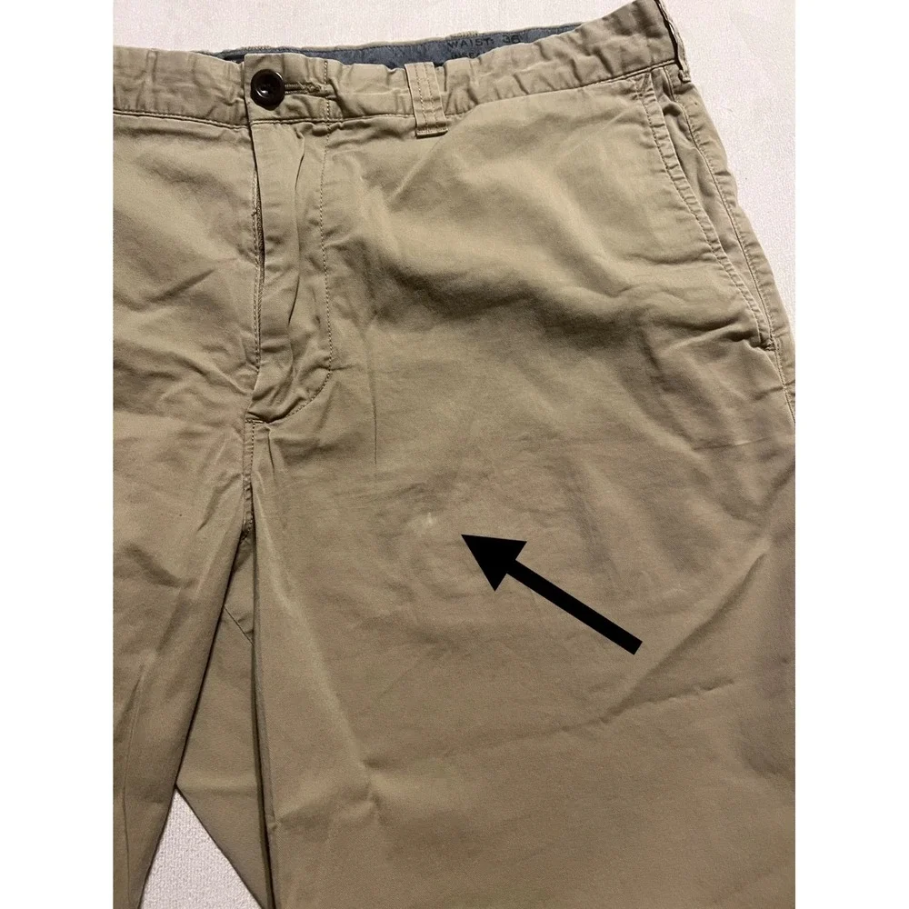 J.Crew Stretch Chino Shorts Mens 36 Beige Khaki Cotton Blend 9 Inch Inseam